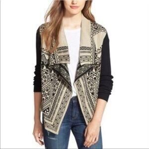Lucky Brand Aztec Tribal Western Print Waterfall Cardigan - Size XS